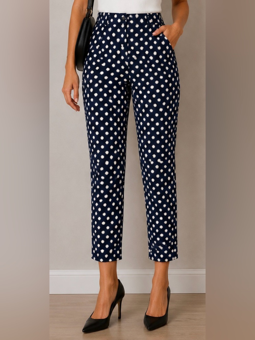 Boden Navy blue white sun print ankle pants trousers US 4 UK 8
